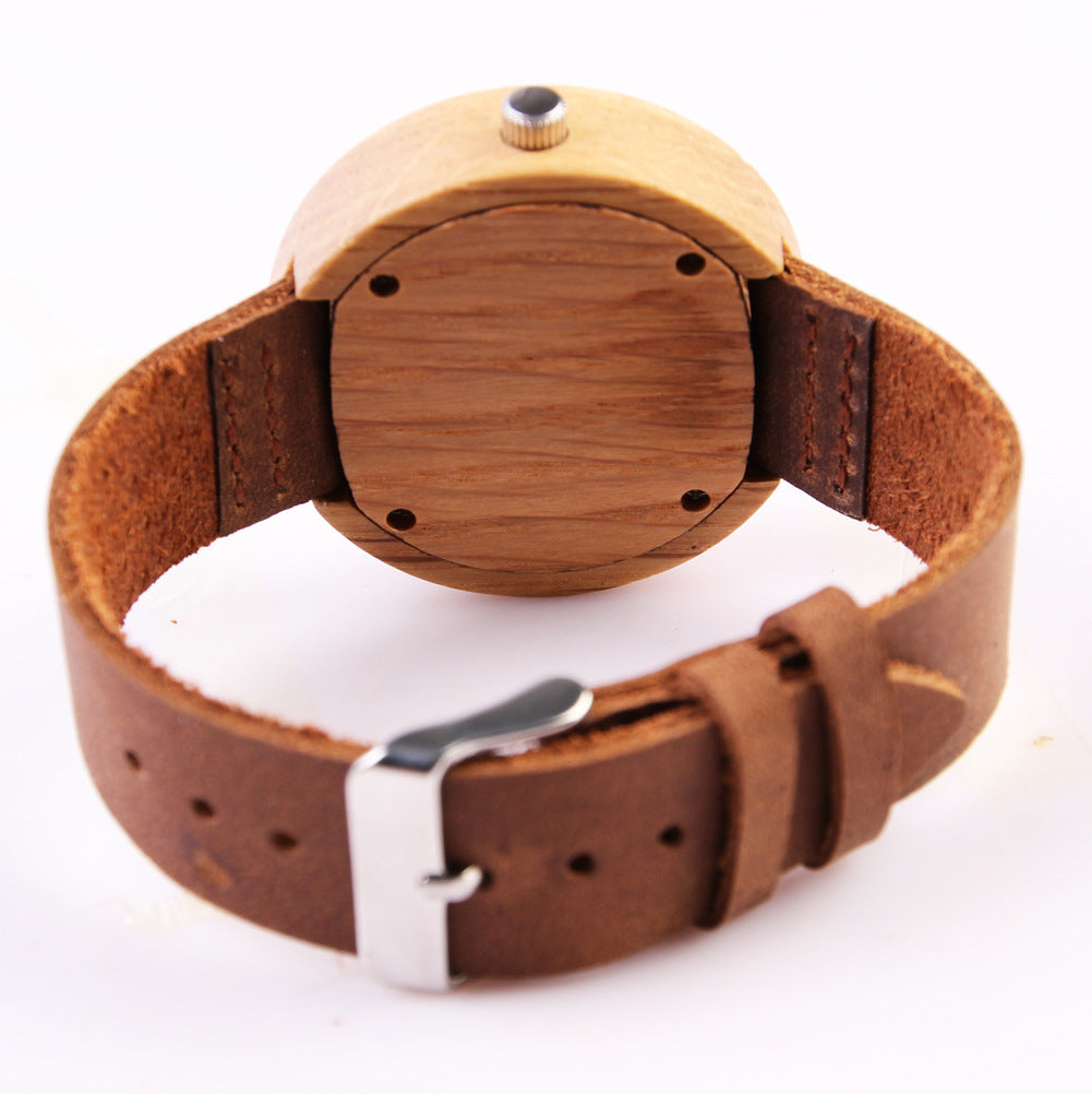 Ruidier Ladies' Simple and Fresh Maple Wood Disc - Shaped Quartz Watch with Fashionable Wood Grain Paper Design, Ideal for Foreign Trade