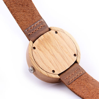 Ruidier Ladies' Simple and Fresh Maple Wood Disc - Shaped Quartz Watch with Fashionable Wood Grain Paper Design, Ideal for Foreign Trade