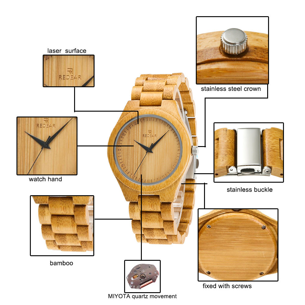 Same style as Kawano's all-bamboo men's quartz watches. Made of naturally carbonized bamboo. These watches are a hot seller in Japan and are available as cross-border sourcing products