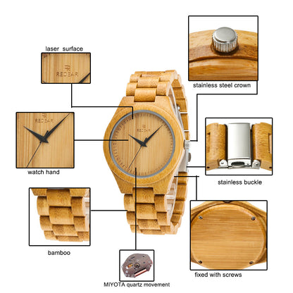 Same style as Kawano's all-bamboo men's quartz watches. Made of naturally carbonized bamboo. These watches are a hot seller in Japan and are available as cross-border sourcing products