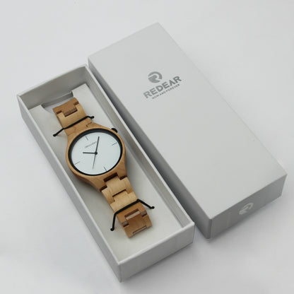 Ruidier Ladies' Simple and Fresh Maple Wood Disc - Shaped Quartz Watch with Fashionable Wood Grain Paper Design, Ideal for Foreign Trade